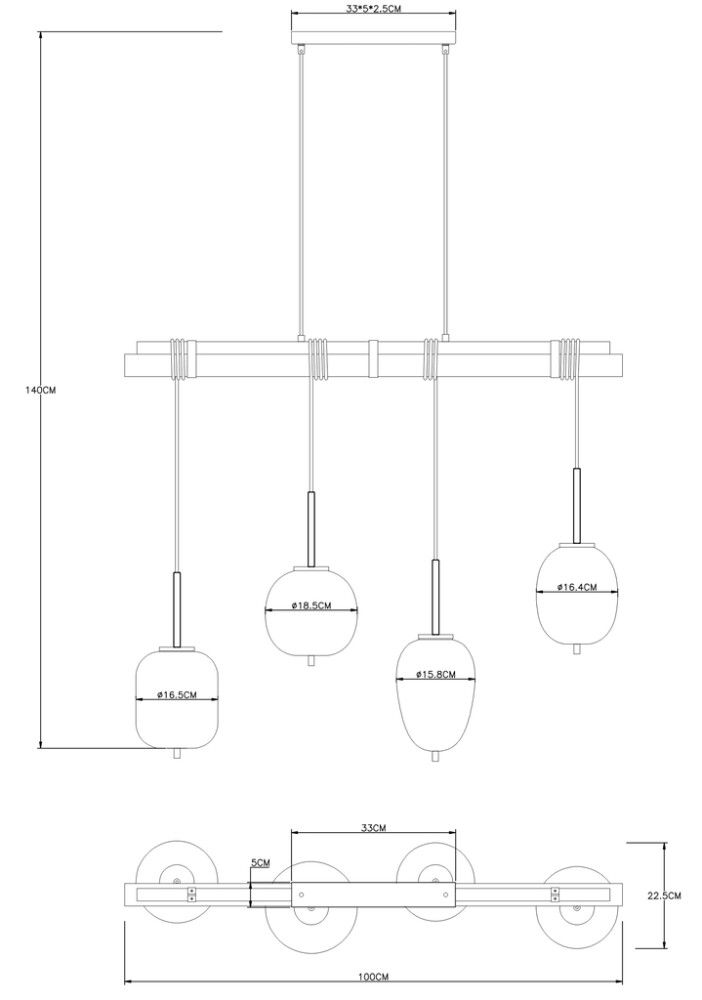 Riippuvalaisin Globo Blacky 4-os musta/puu