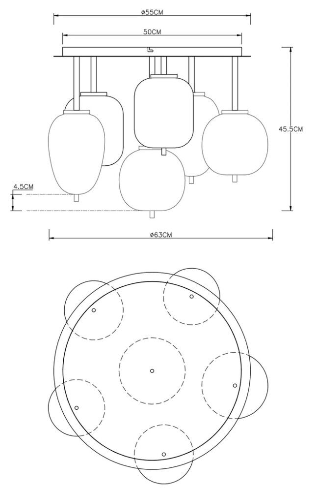 Kattovalaisin Globo Blacky 6-os Ø 65 cm Musta