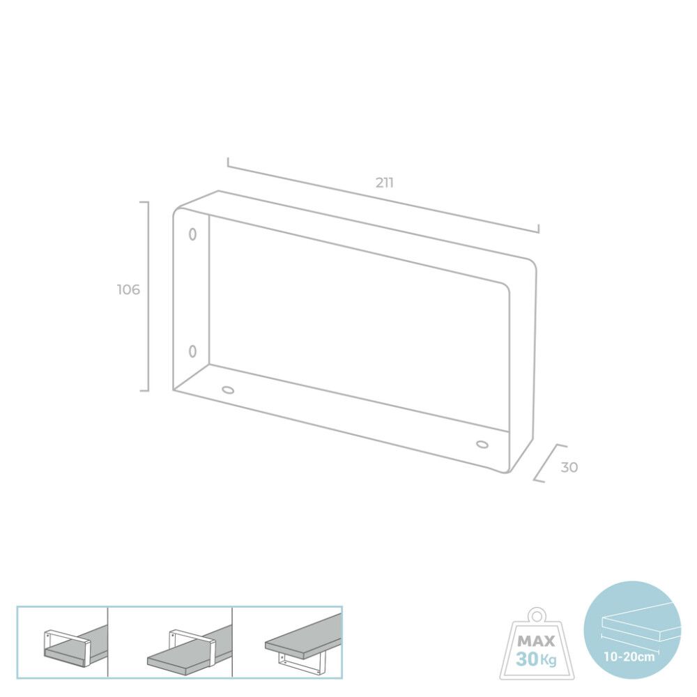 Hyllynkannatin REI 21 x 10 x 3 cm valkoinen