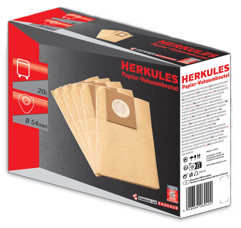 Paperinen pölypussi Herkules N-SV20