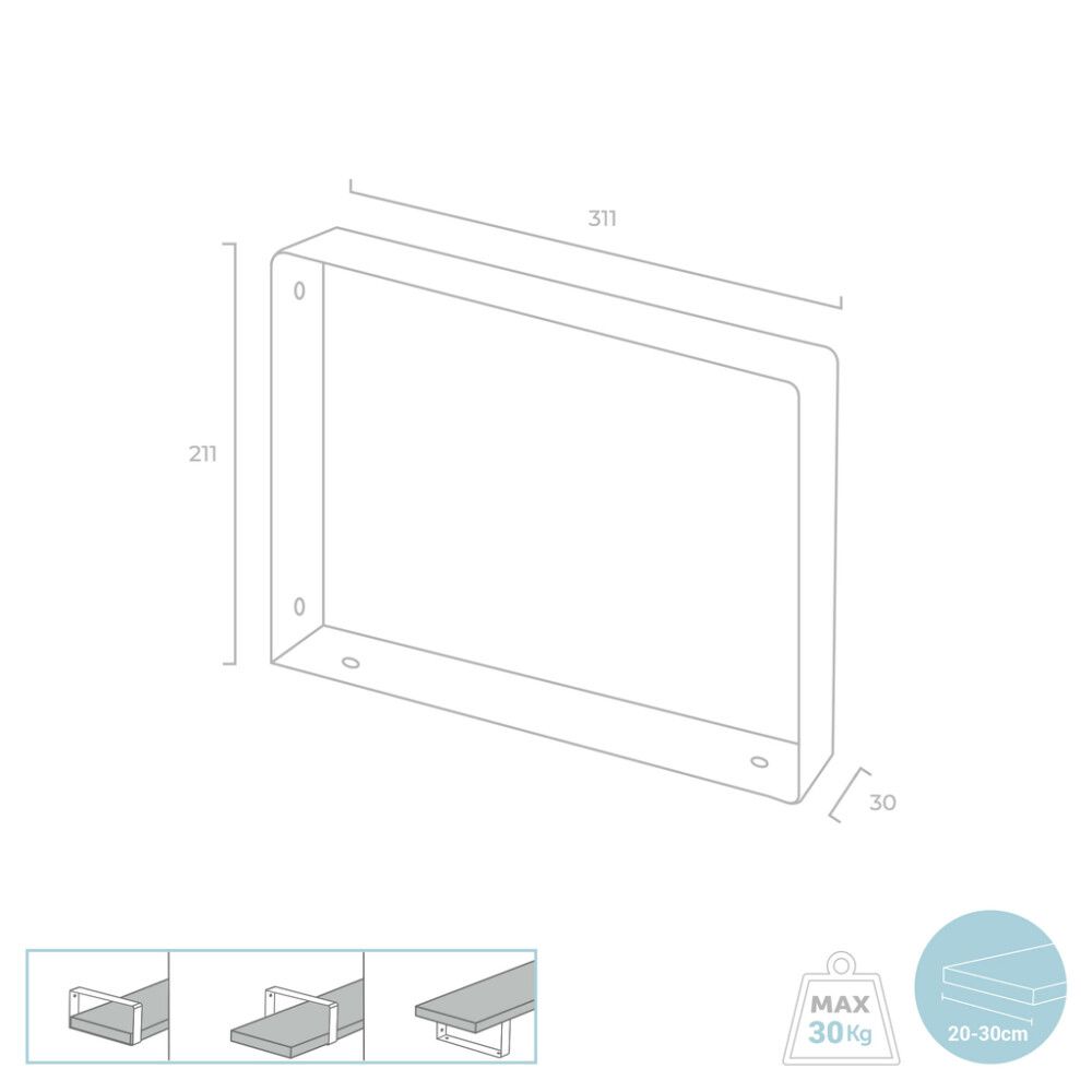 Hyllynkannatin REI 31 x 21 x 3 cm valkoinen