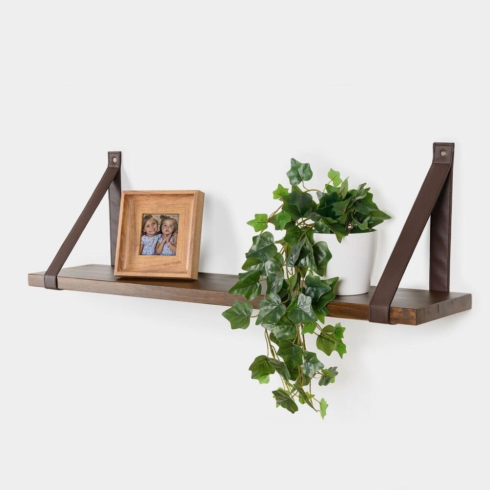 Hyllynkannatin REI 43,5 x 4 cm ruskea nahka