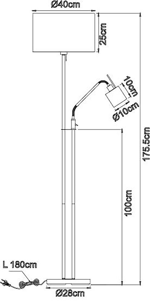 Lattiavalaisin Globo Ava 2-os 175 cm
