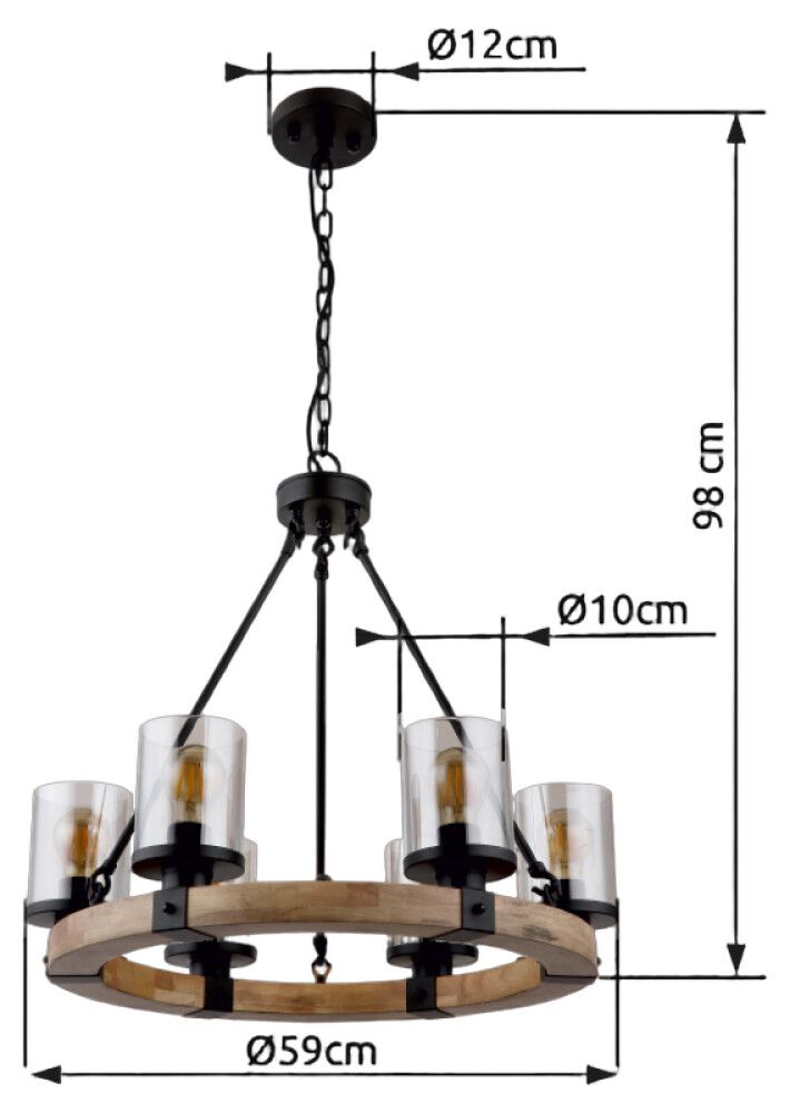 Riippuvalaisin Globo Lila 6-os musta/tummanruskea Ø 59 x 98 cm