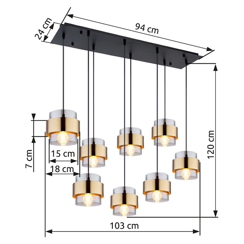 Riippuvalaisin Globo Milley 8-os musta/messinki 103 cm