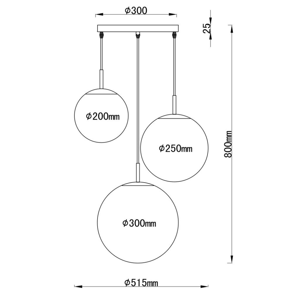 Riippuvalaisin Globo Joel 3-os nikkeli/opaalilasi Ø 51,5 cm