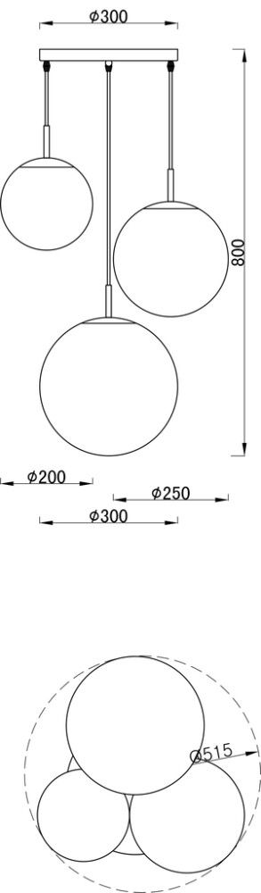 Riippuvalaisin Globo Joel 3-os nikkeli/opaalilasi Ø 51,5 cm