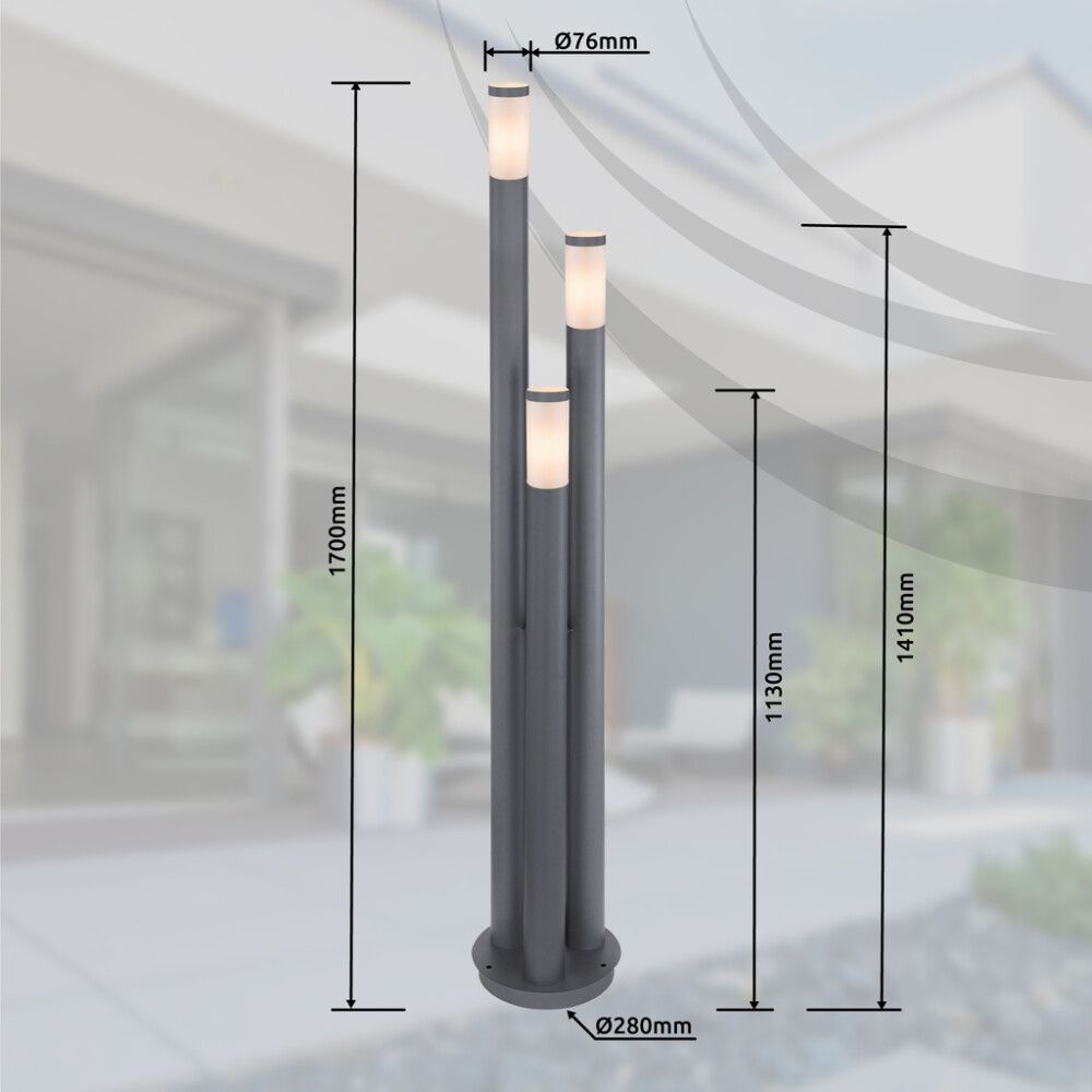 Pylväsvalaisin Globo Boston 3-os 170 cm Antrasiitti