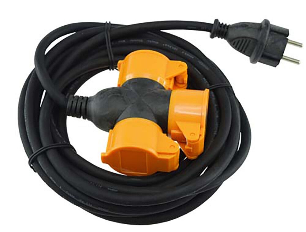 Jatkojohto Harju 3-osainen IP44 Musta/Oranssi 5 m