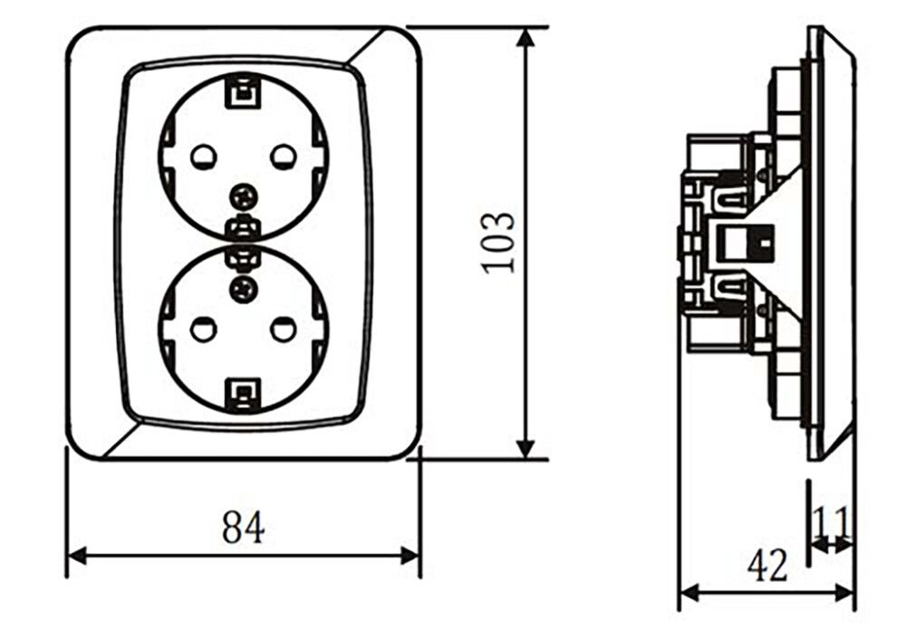 Pistorasia Etman 2-os. IP20 Valkoinen 83 x 104mm