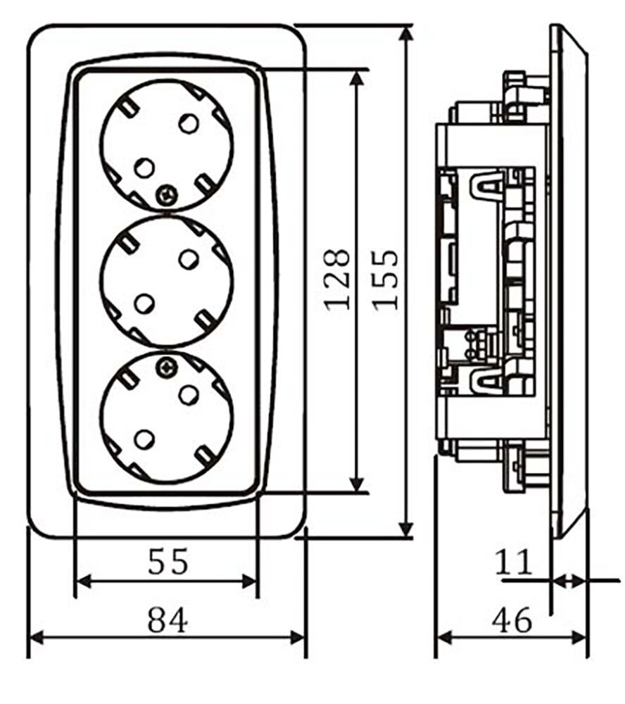 Pistorasia Etman 3-os. IP21 Valkoinen 84 x 155 mm