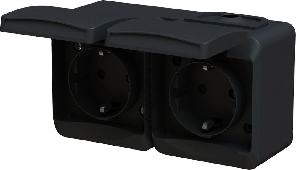 Pistorasia 2-os. Harju IP44 Hiili Musta RL