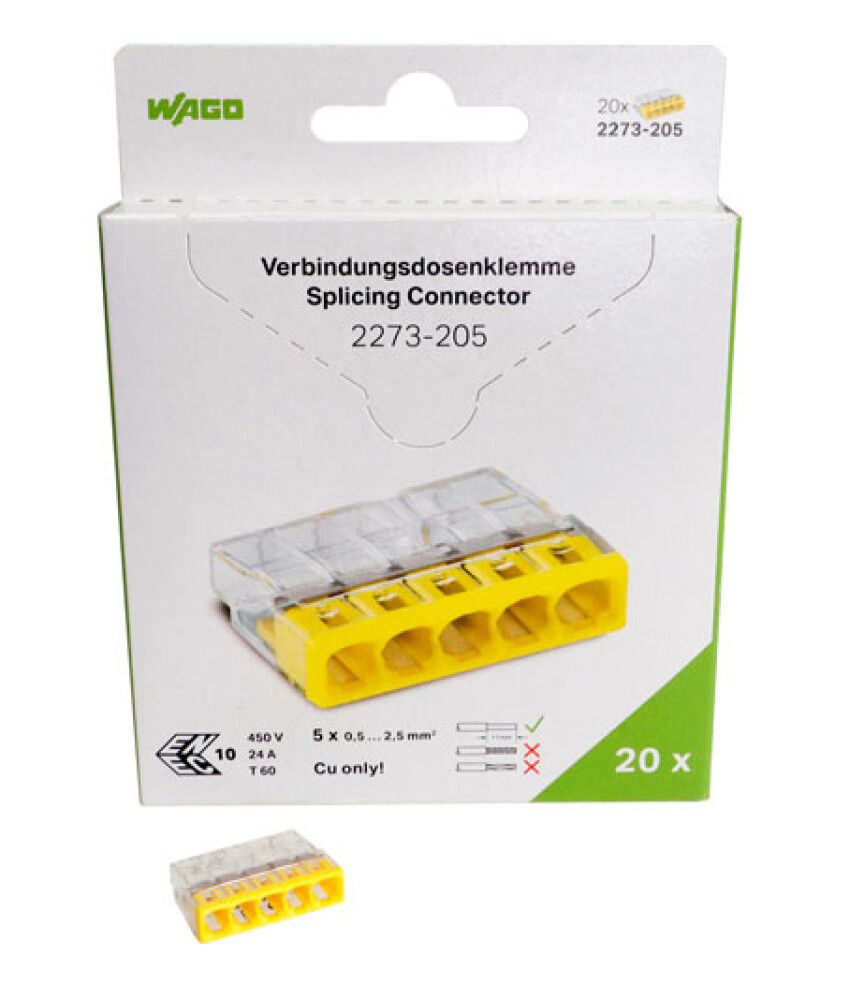 Rasialiitin Wago 2273-205 5-Nap 20 kpl