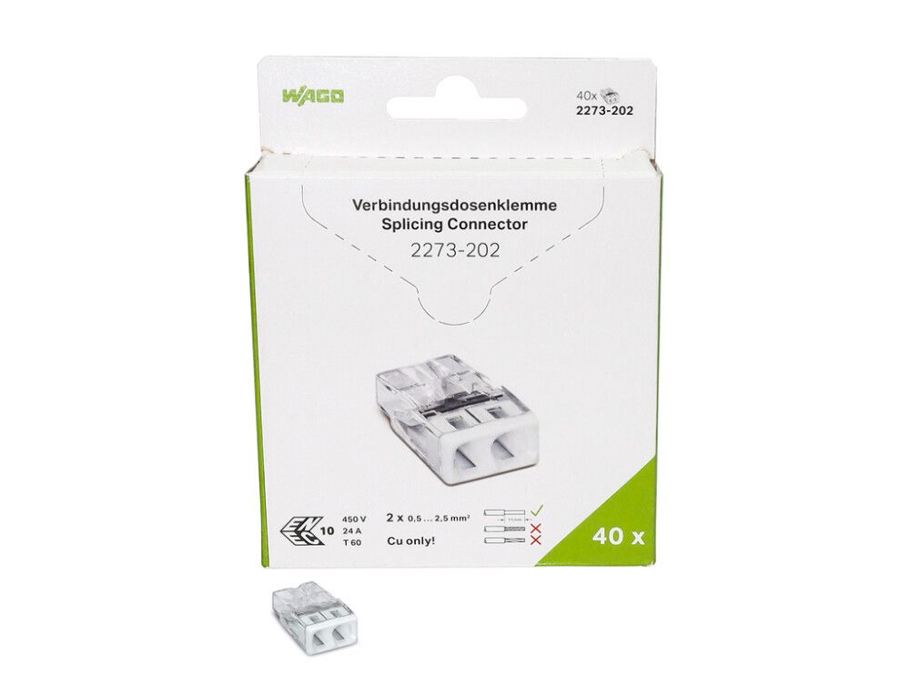 Rasialiitin Wago 2273-202 2-nap 40 kpl