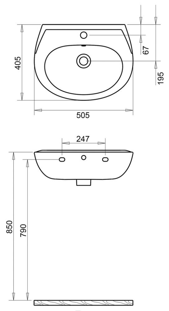 Pesuallas Aqualine valkoinen 45 x 36,5 cm