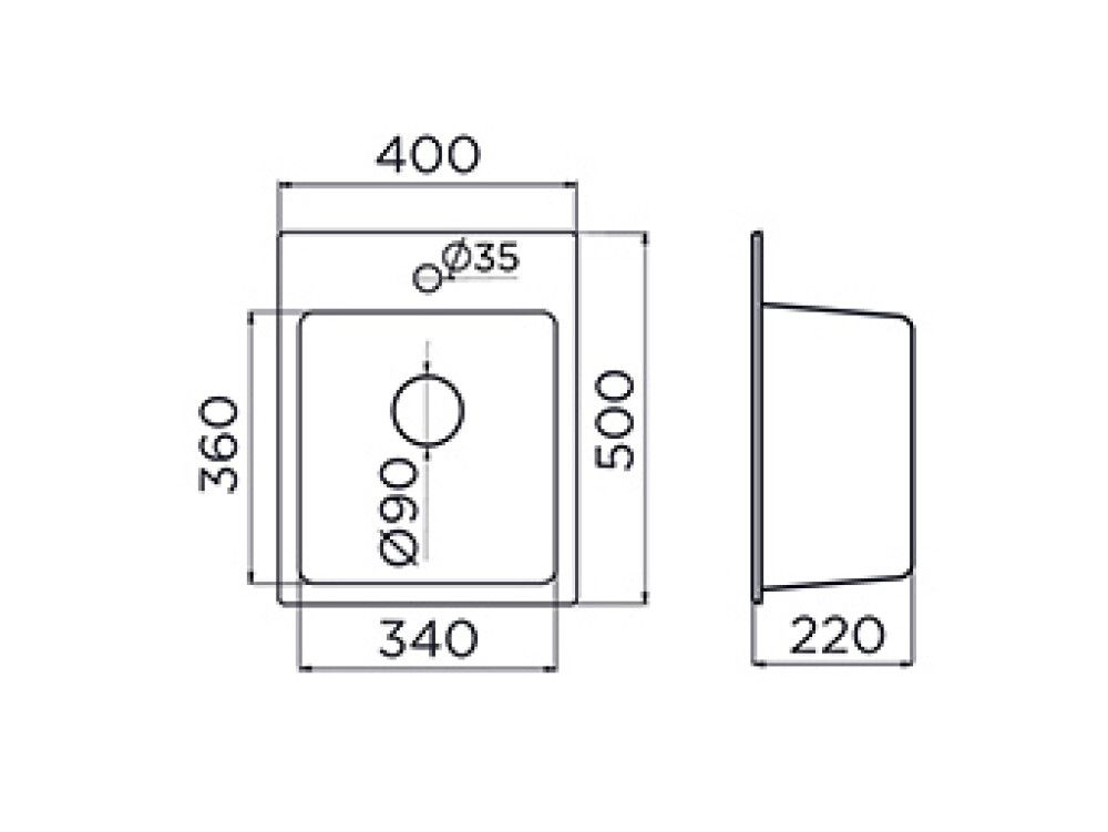 Keittiöallas Quadro musta 40 x 50 cm