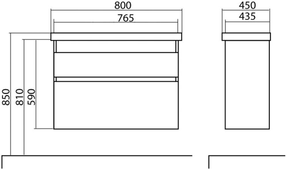 Allaskaappi Aqua Rodos Elite Mattavalkoinen 80 cm