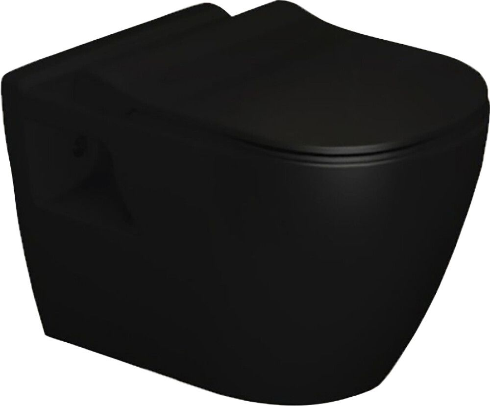 Seinä WC-istuin Turavit Rondo Elegance Mattamusta, ilman istuinkantta