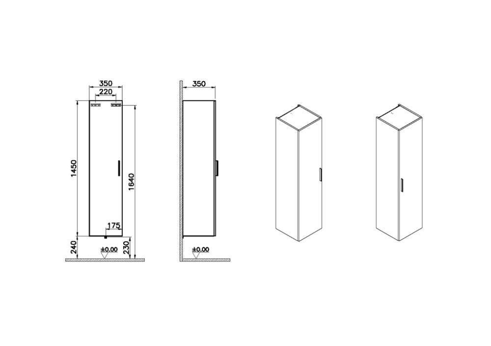 Korkeakaappi Vitra MIA Antrasiitti 35 x 35 x 145 cm