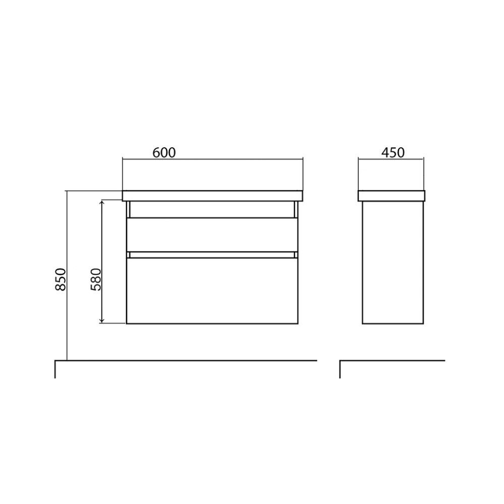 Allaskaappi Aqua Rodos Elite Grafiitinharmaa 60 cm
