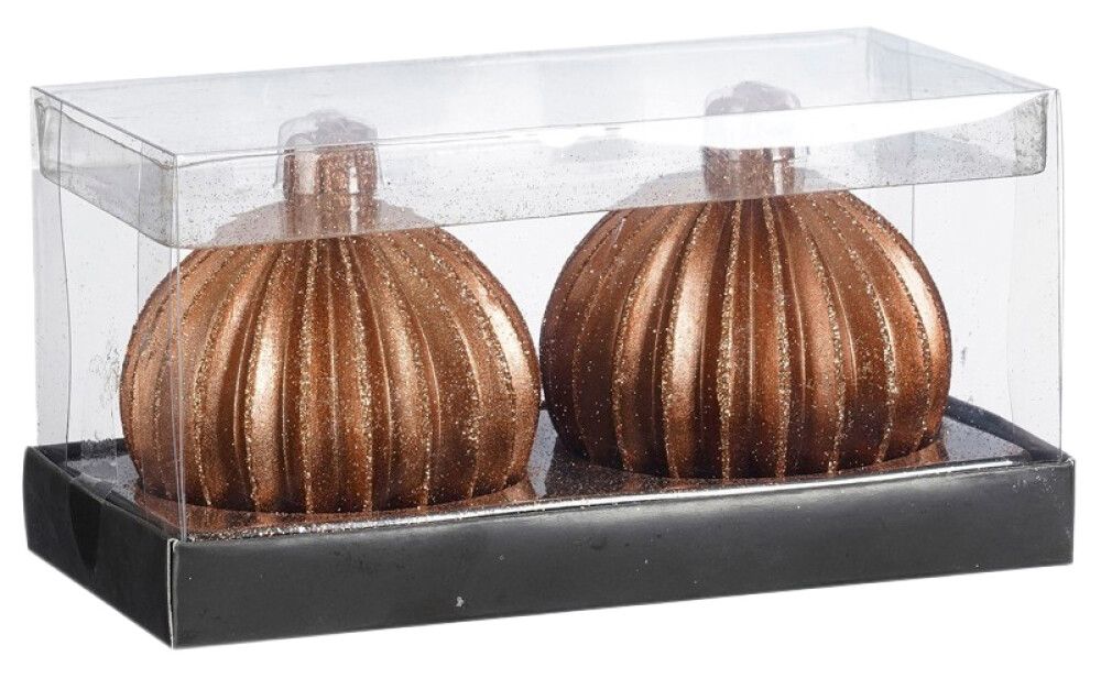 Kynttilä joulupallo valkokupari 7,5 cm 2 kpl lajitelma