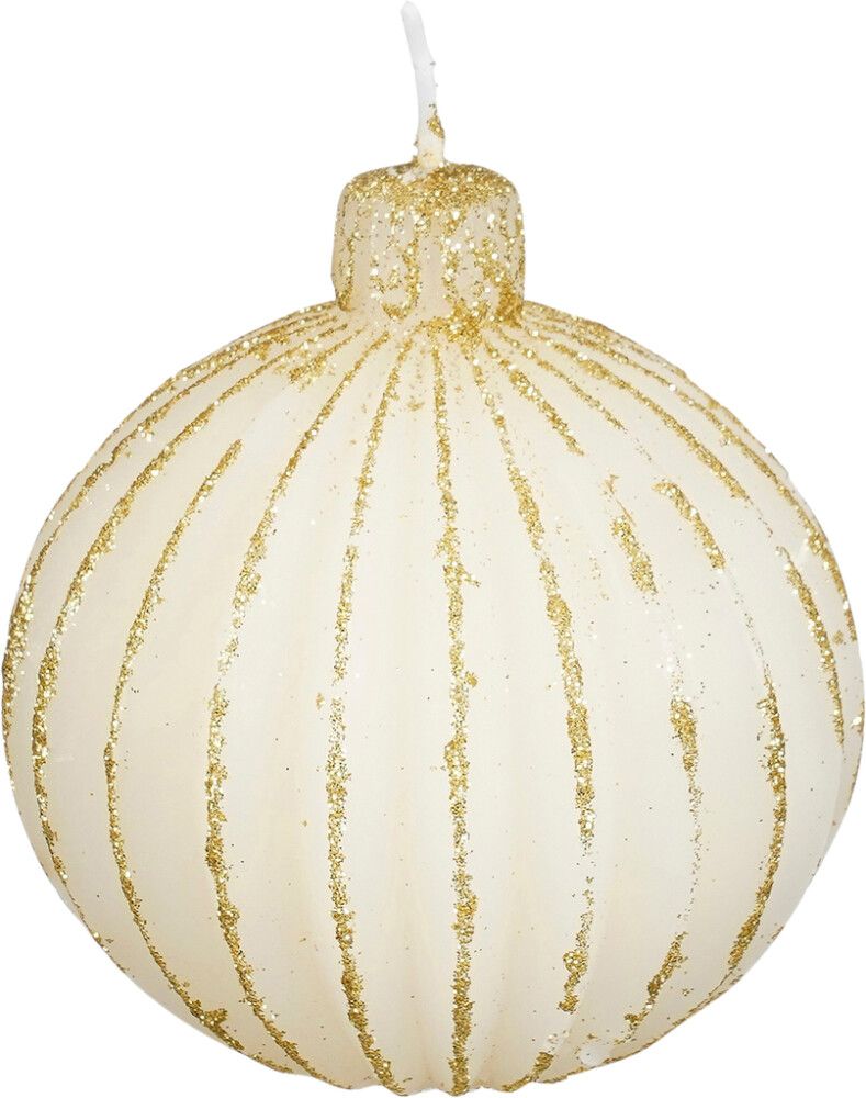 Kynttilä joulupallo valkokupari 7,5 cm 2 kpl lajitelma