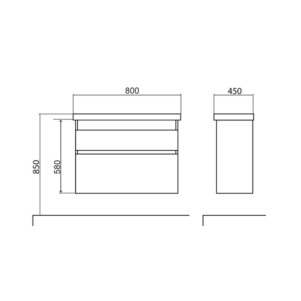 Allaskaappi Aqua Rodos Elite Grafiitinharmaa 80 cm