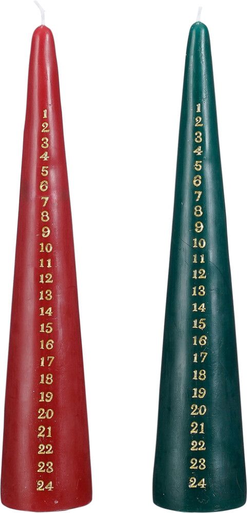 Pöytäkynttilä joulukalenteri punavihreä 30 cm lajitelma