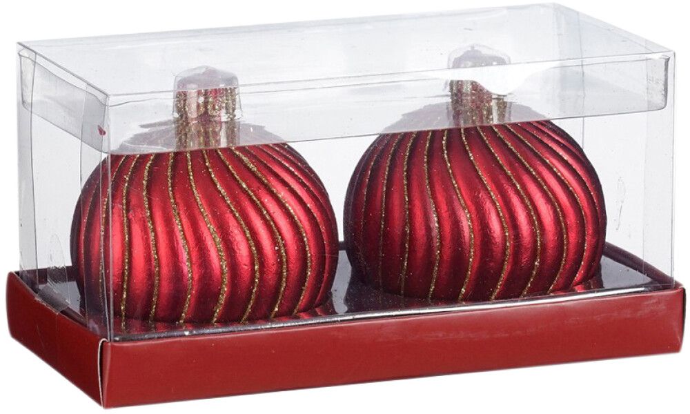 Kynttilä joulupallo punavihreä 7,5 cm 2 kpl lajitelma