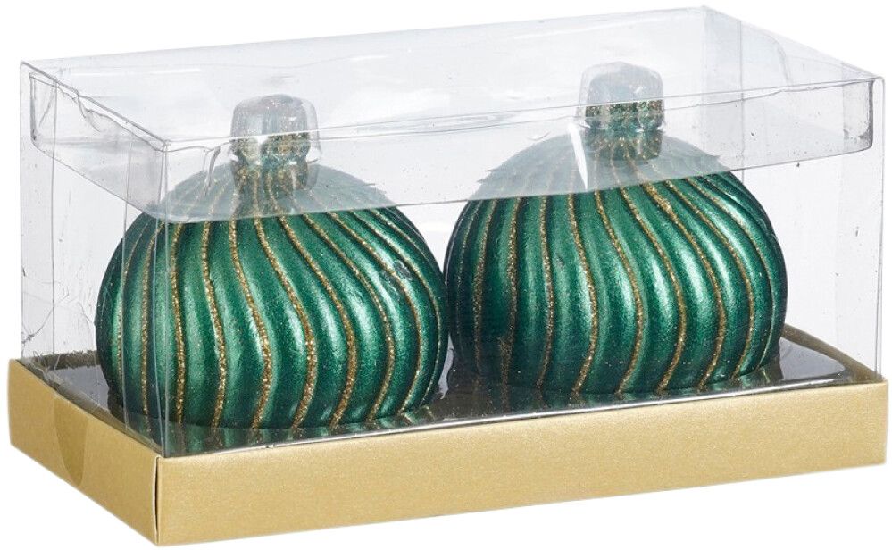 Kynttilä joulupallo punavihreä 7,5 cm 2 kpl lajitelma