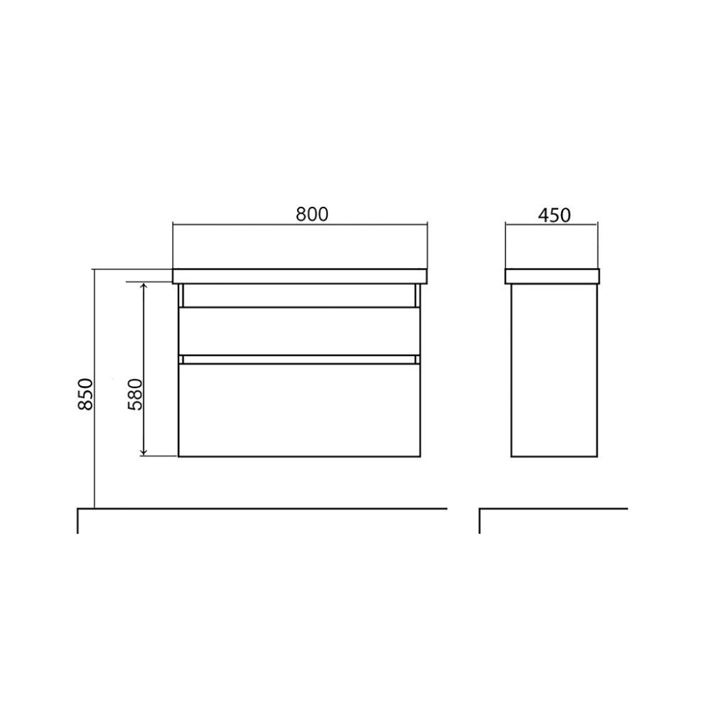 Allaskaappi Aqua Rodos Elite Mokka 80 cm