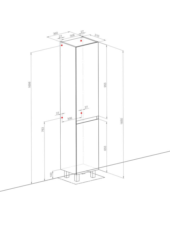 Korkeakaappi Aqua Rodos Elite Mokka 36 x 31 x 165 cm