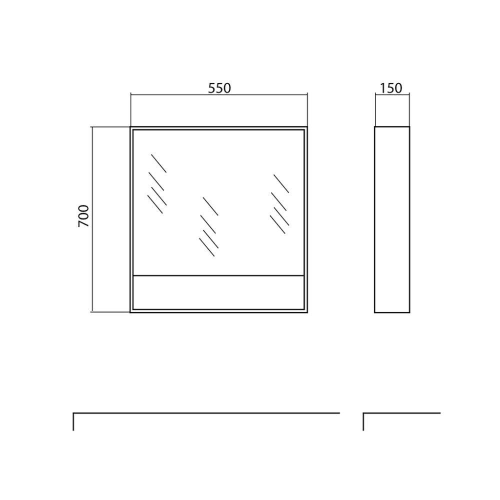 Peilikaappi Aqua Rodos Edda tammi/valkoinen 55 x 70 cm