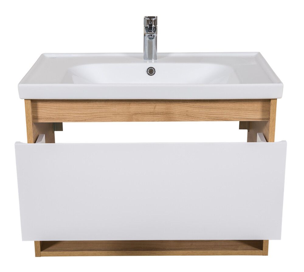 Kylpyhuonekaluste Aquarodos Edda tammi/mattavalkoinen 80 x 45,5 x 59,4 cm