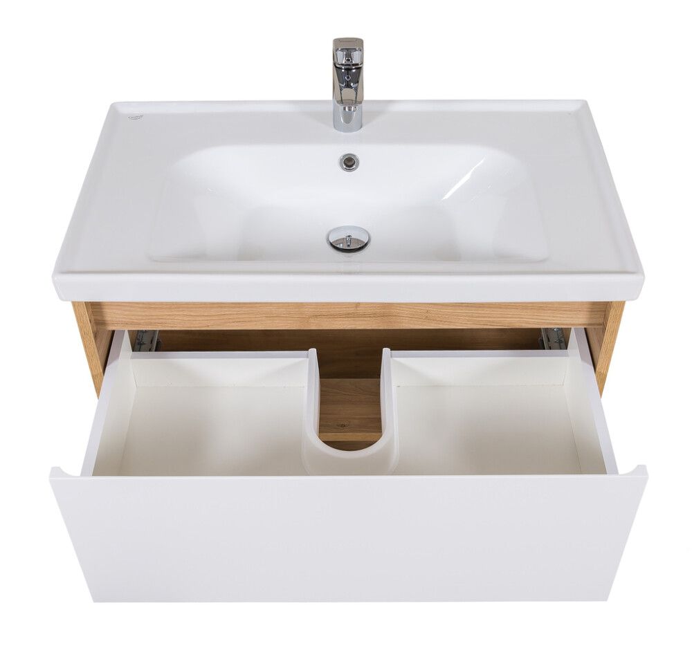 Kylpyhuonekaluste Aquarodos Edda tammi/mattavalkoinen 80 x 45,5 x 59,4 cm