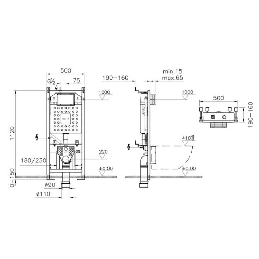 Seinä-WC VitrA 4in1 INTEGRA Rim-Ex