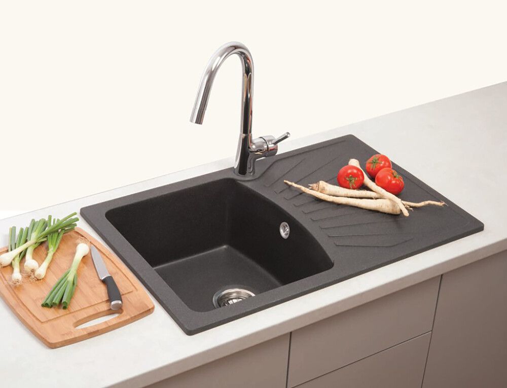 Keittiöallas Aqualine Quadro Plus musta 77 x 50 cm