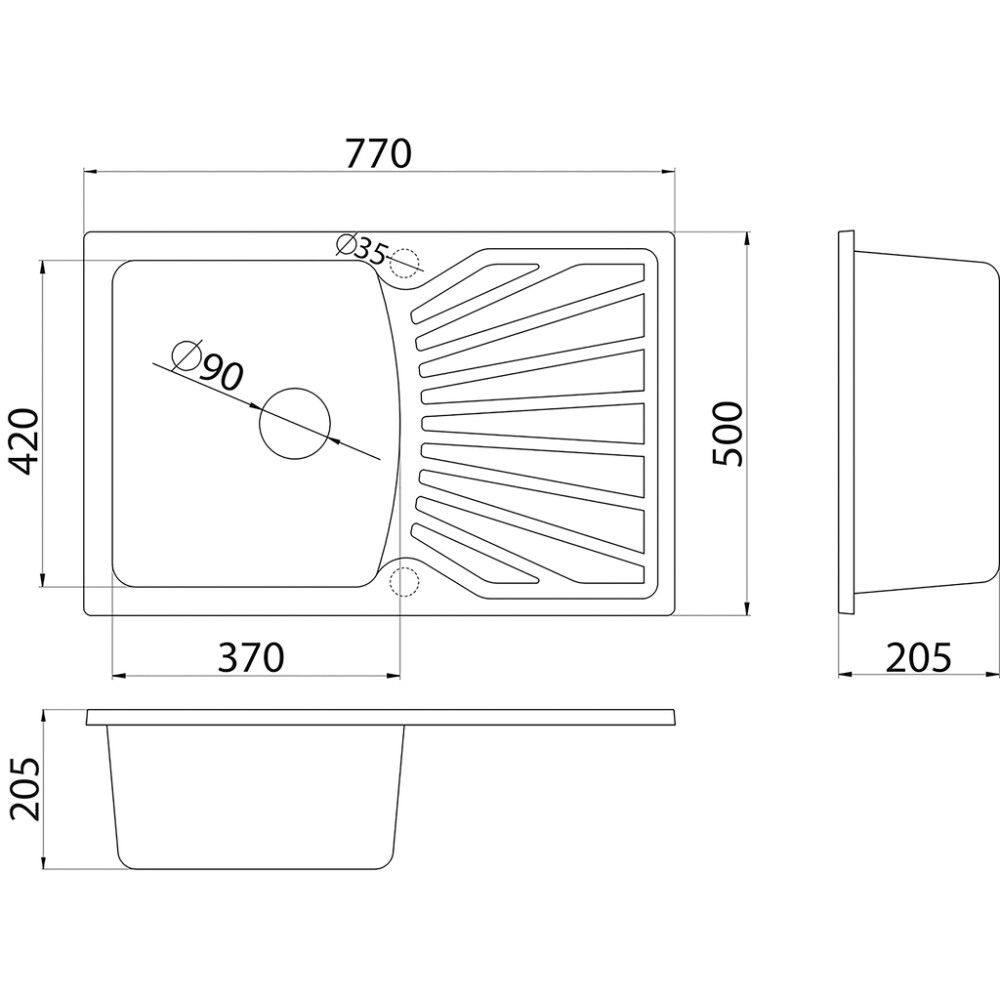 Keittiöallas Aqualine Quadro Plus musta 77 x 50 cm