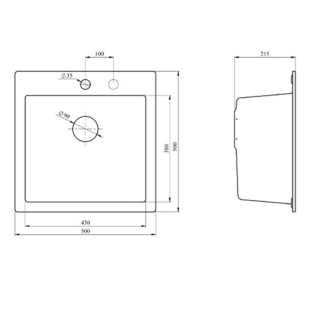 Keittiöallas Aqualine Atos musta 50 x 50 cm