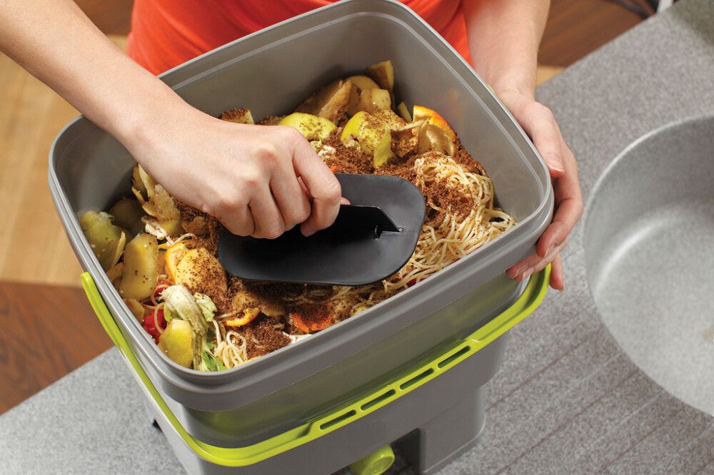 Bokashi Organko keittiökompostori 2 x 16 l harmaa-vihreä
