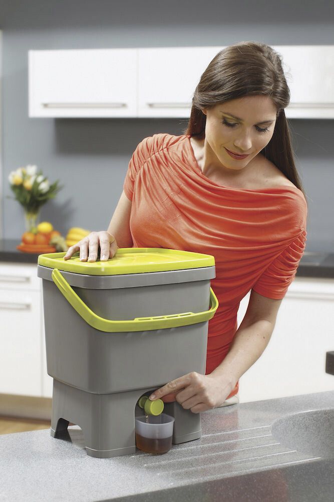 Bokashi Organko keittiökompostori 2 x 16 l harmaa-vihreä
