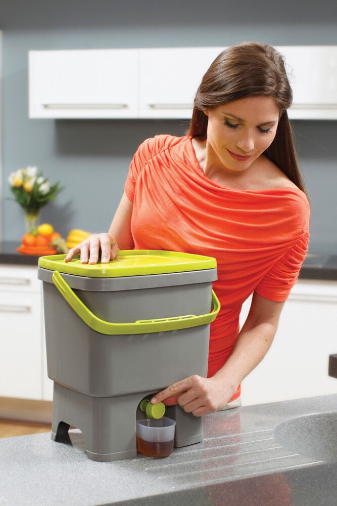 Bokashi Organko keittiökompostori 2 x 16 l musta-vihreä