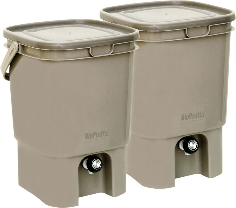 Bokashi Prego keittiökompostori 2 x 19 l vaaleanruskea