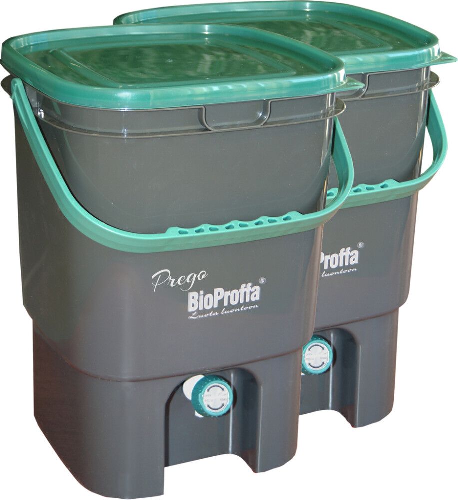 Bokashi Prego keittiökompostori 2 x 19 l tummanharmaa