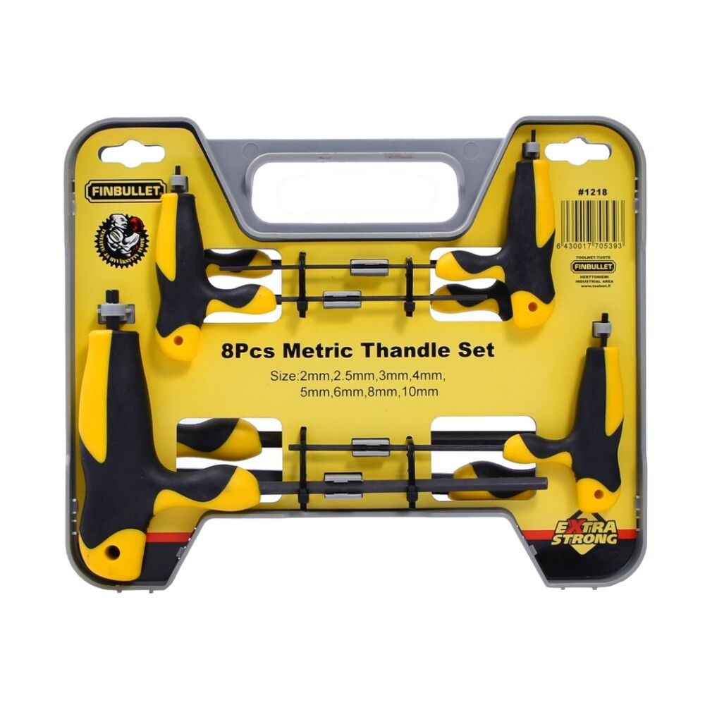Kuusiokoloavainsarja Finbullet T-kahva 8-os.