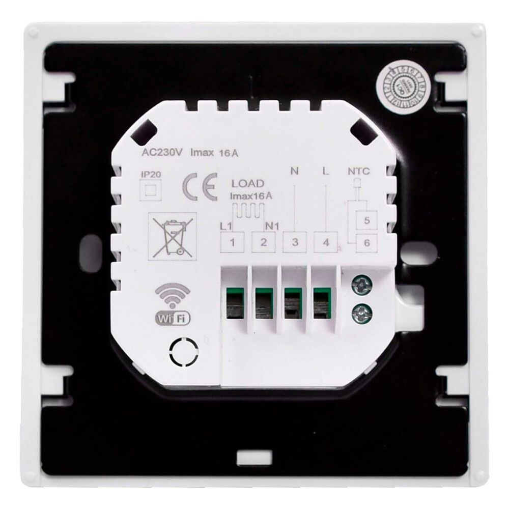 Yhdistelmätermostaatti Båden WiFi 16 A 3680 W valkoinen 8,7 x 8,7 cm