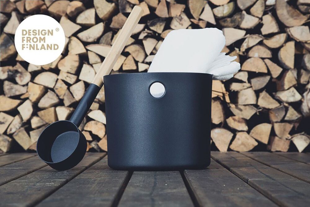 Saunakiulu + kauha KOLO Musta 5 l