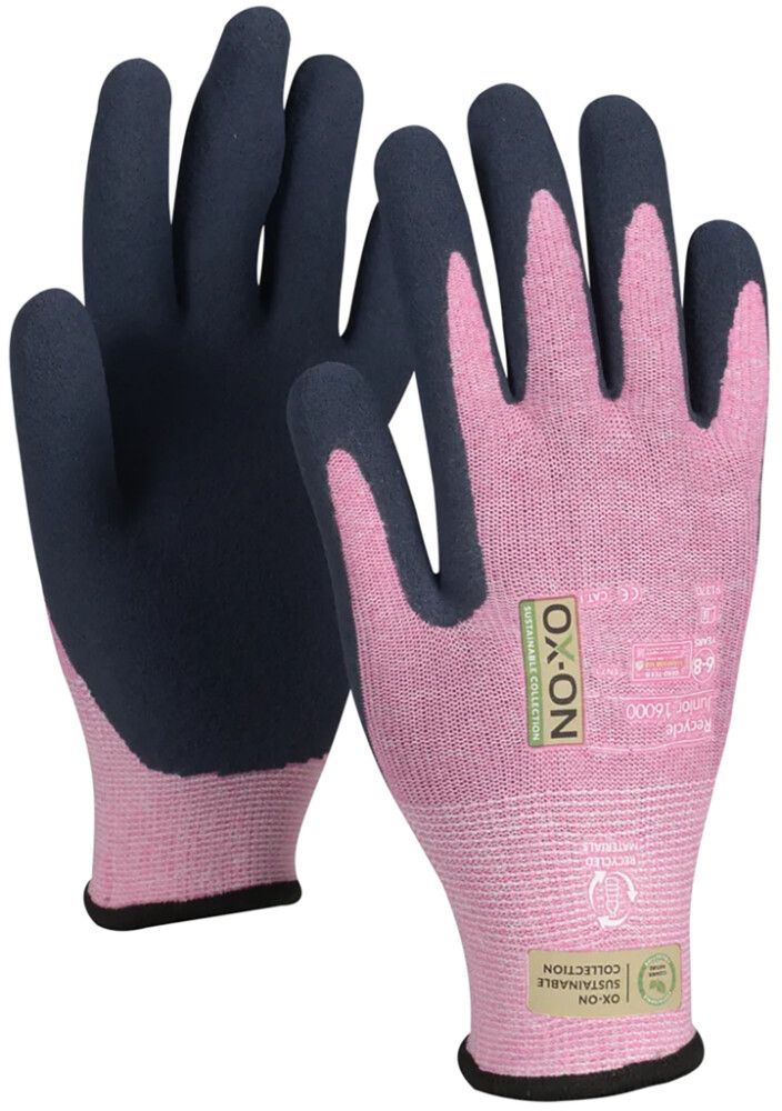 Työkäsine OX-ON Recycle Junior 16000 4-6 vuotiaille Vaaleanpunainen