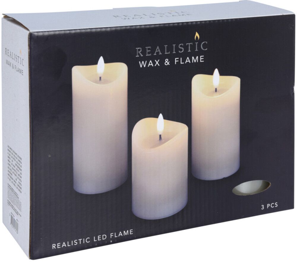 LED-kynttilä 3 kpl beige