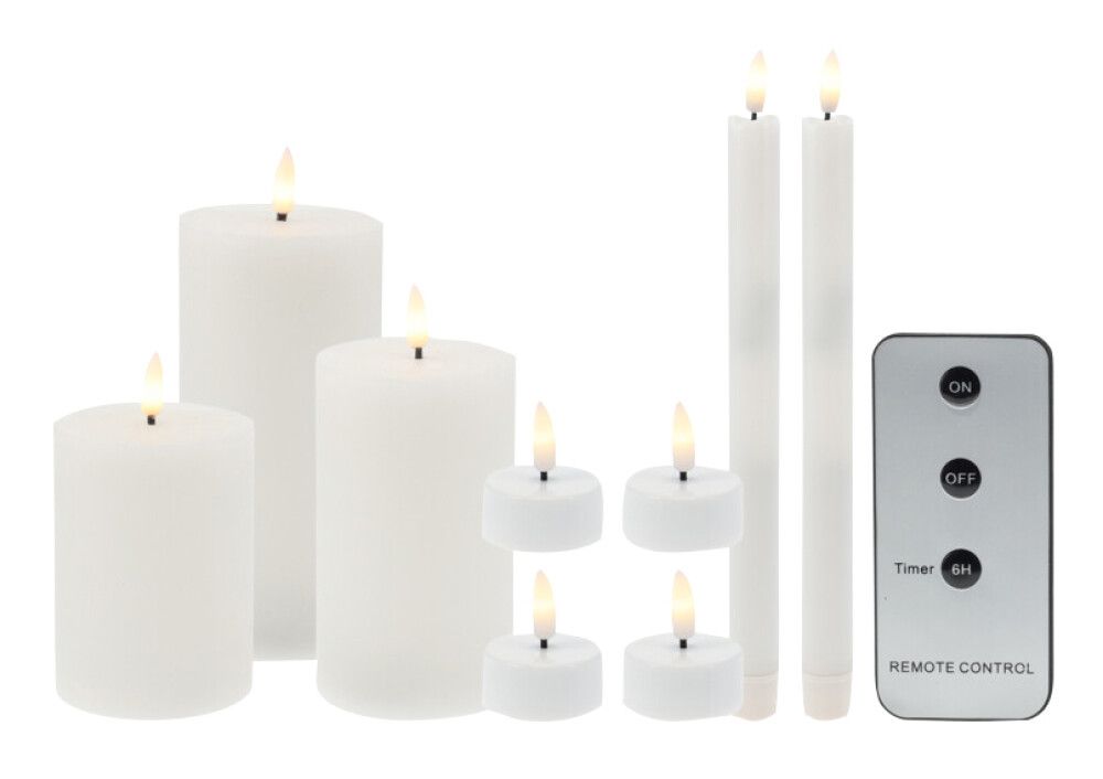 LED-kynttilä 9 kpl valkoinen